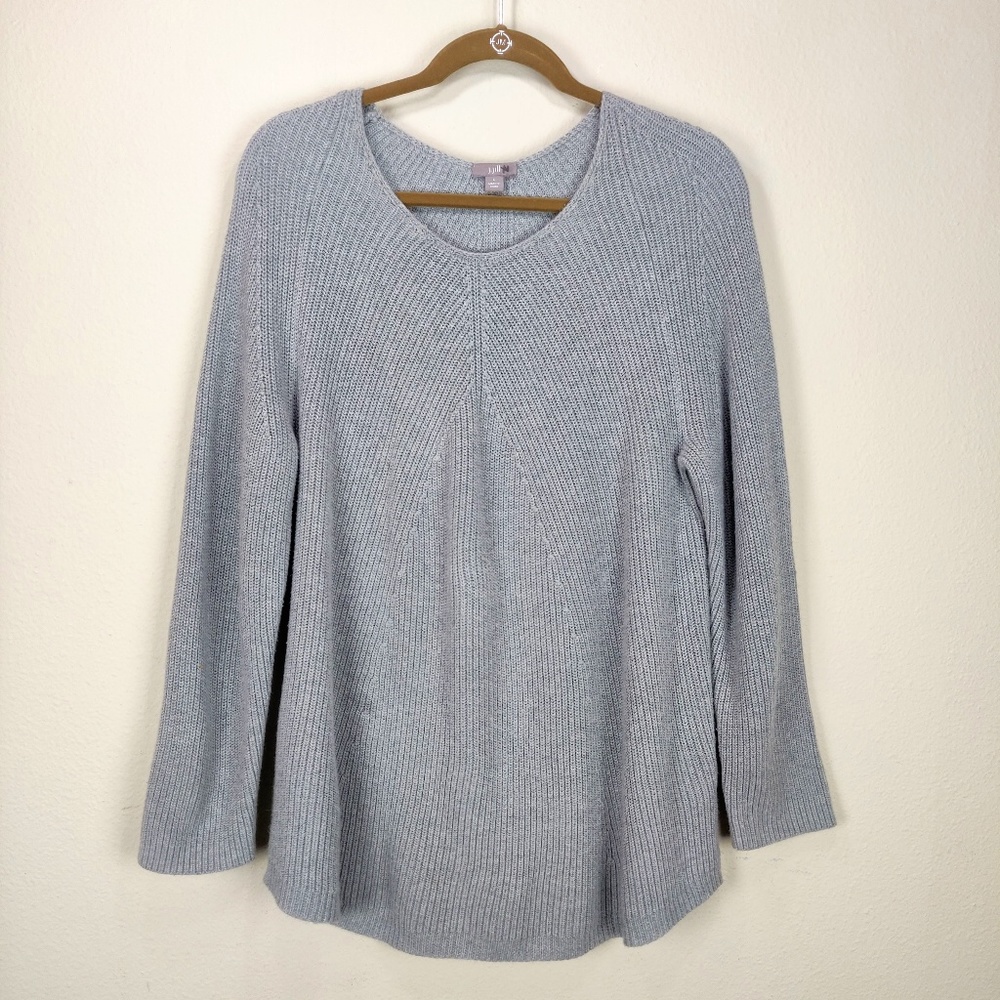 J Jill Gray Knit Long Sleeve Tunic Sweater